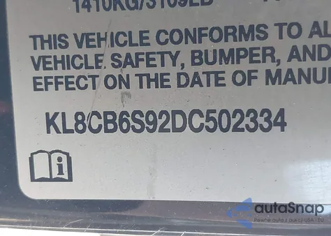 2013 Chevrolet Spark Ls Auto from USA, damaged, VIN KL8CB6S92DC502334